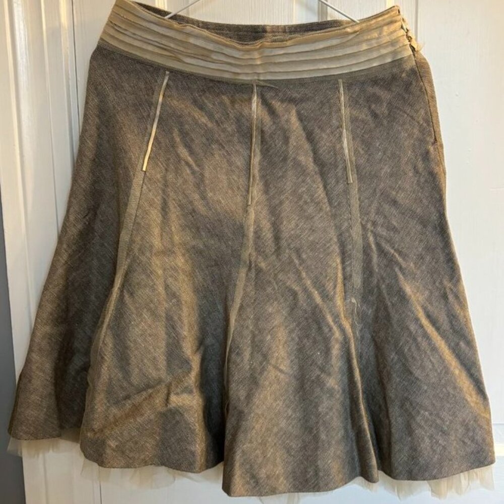 The Limited panel skirt - linen blend - tulle accents - gray - size 2